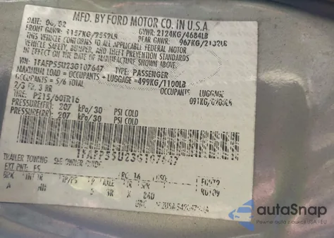 2003 Ford Taurus Ses z USA, uszkodzony, nr VIN 1FAFP55U23G107647